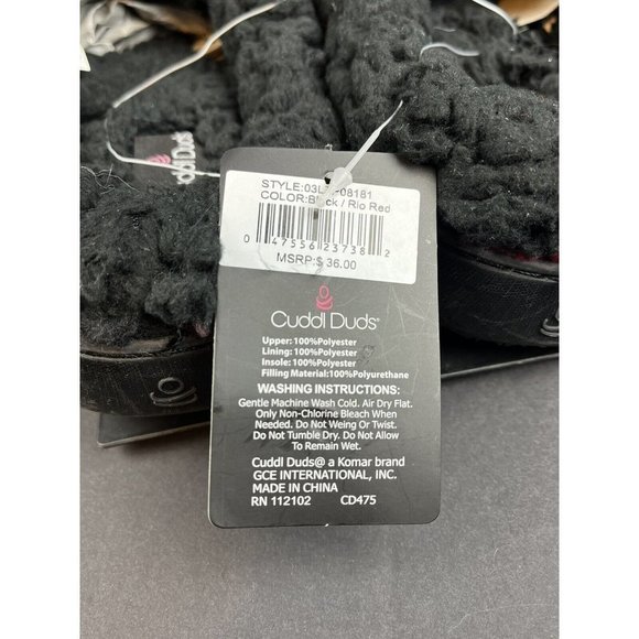 Cuddl Duds Slipper Red Plaid Comfort Foam Womens Size Small (5-6)‎ NWT - Picture 5 of 9